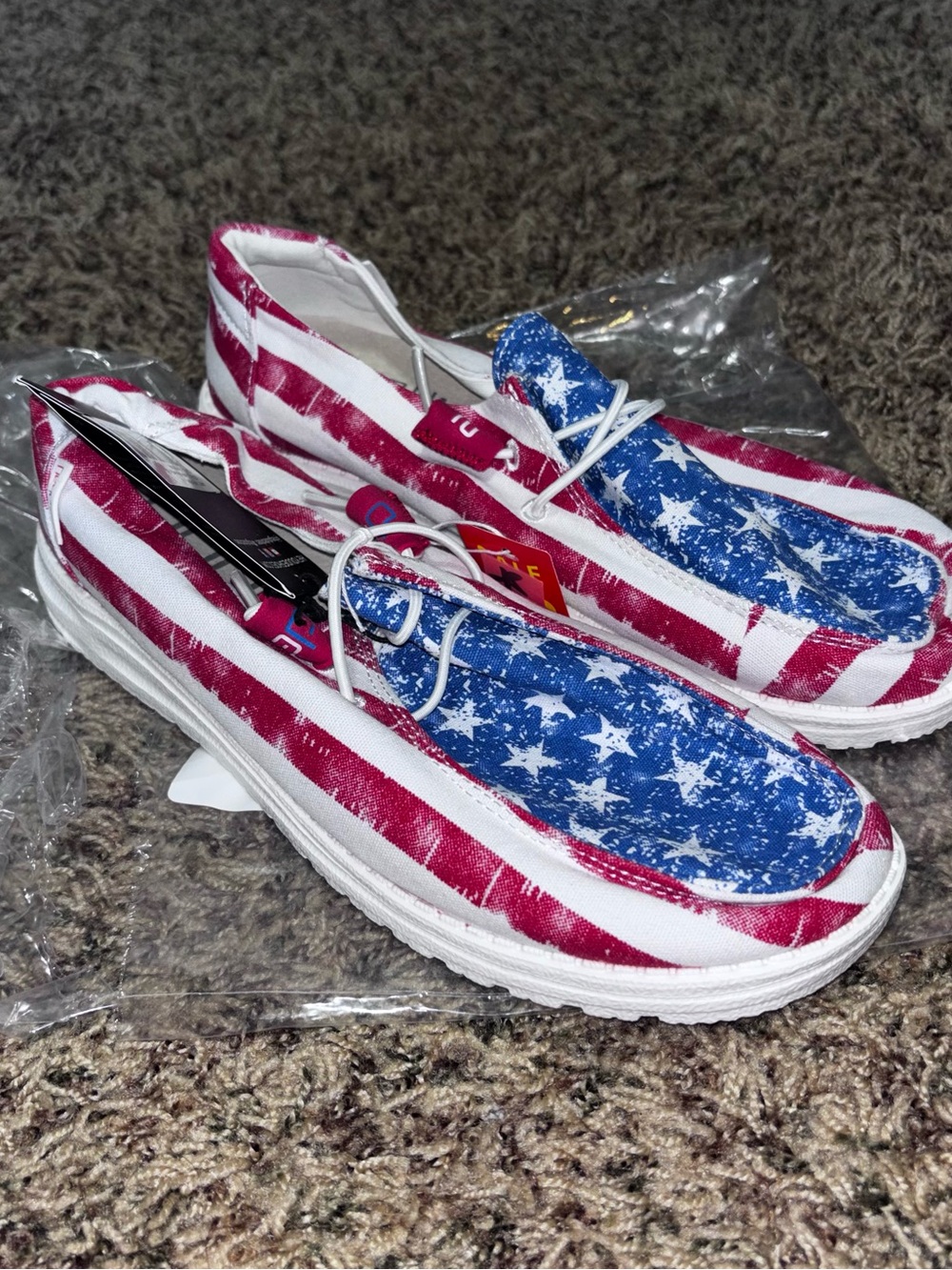 Hey Dude Wendy Patriotic Star Spangled Americana Slip-On Shoe Women’s Size 8